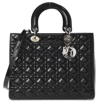 Christian Dior Patent Cannage Large Lady Dior Black 1 of 9
