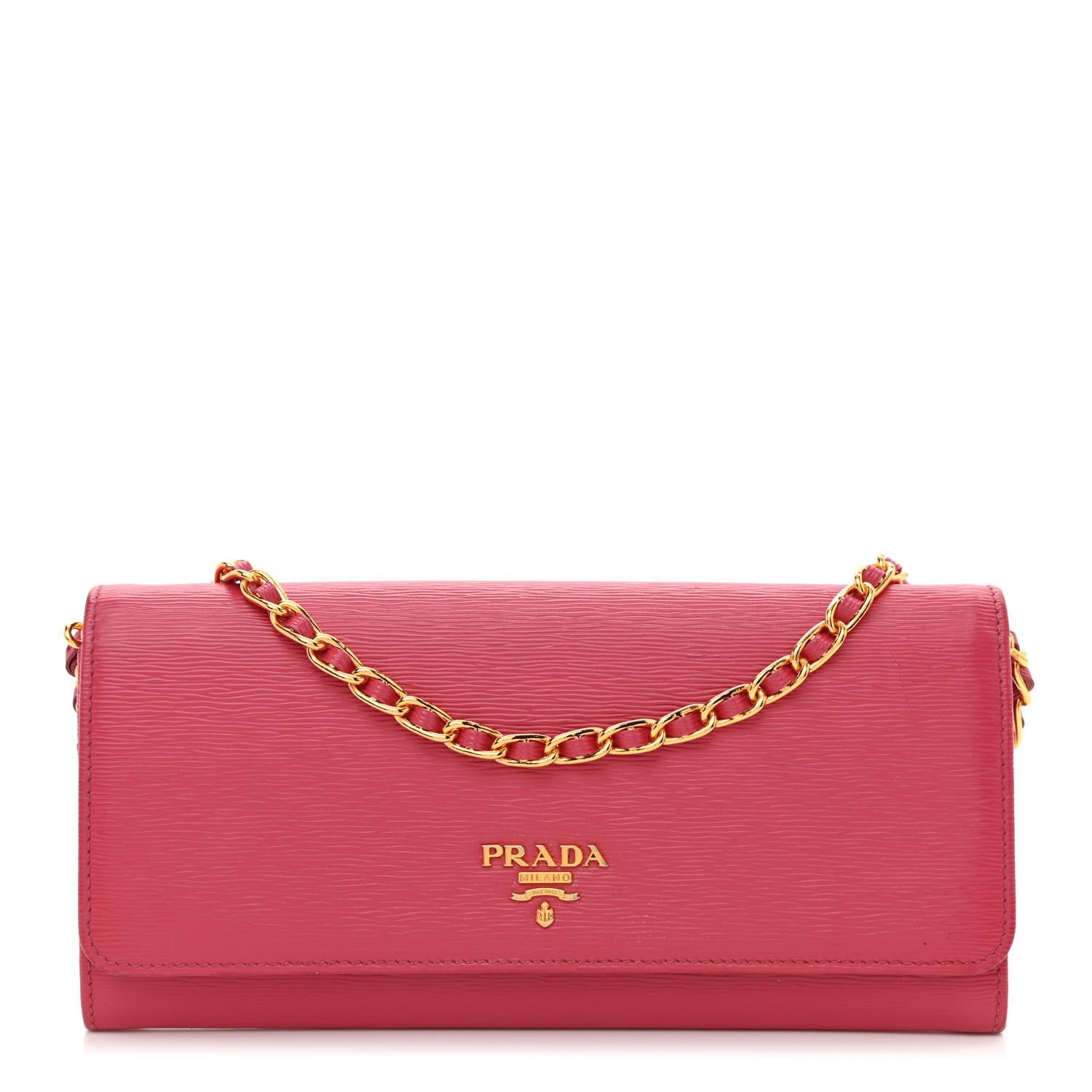 Prada Vitello Move Metal Oro Chain Wallet Peonia 1 of 11