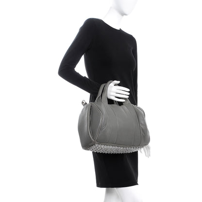 Alexander Wang Lambskin Rocco Gray Silver Clear Hardware 3 of 15