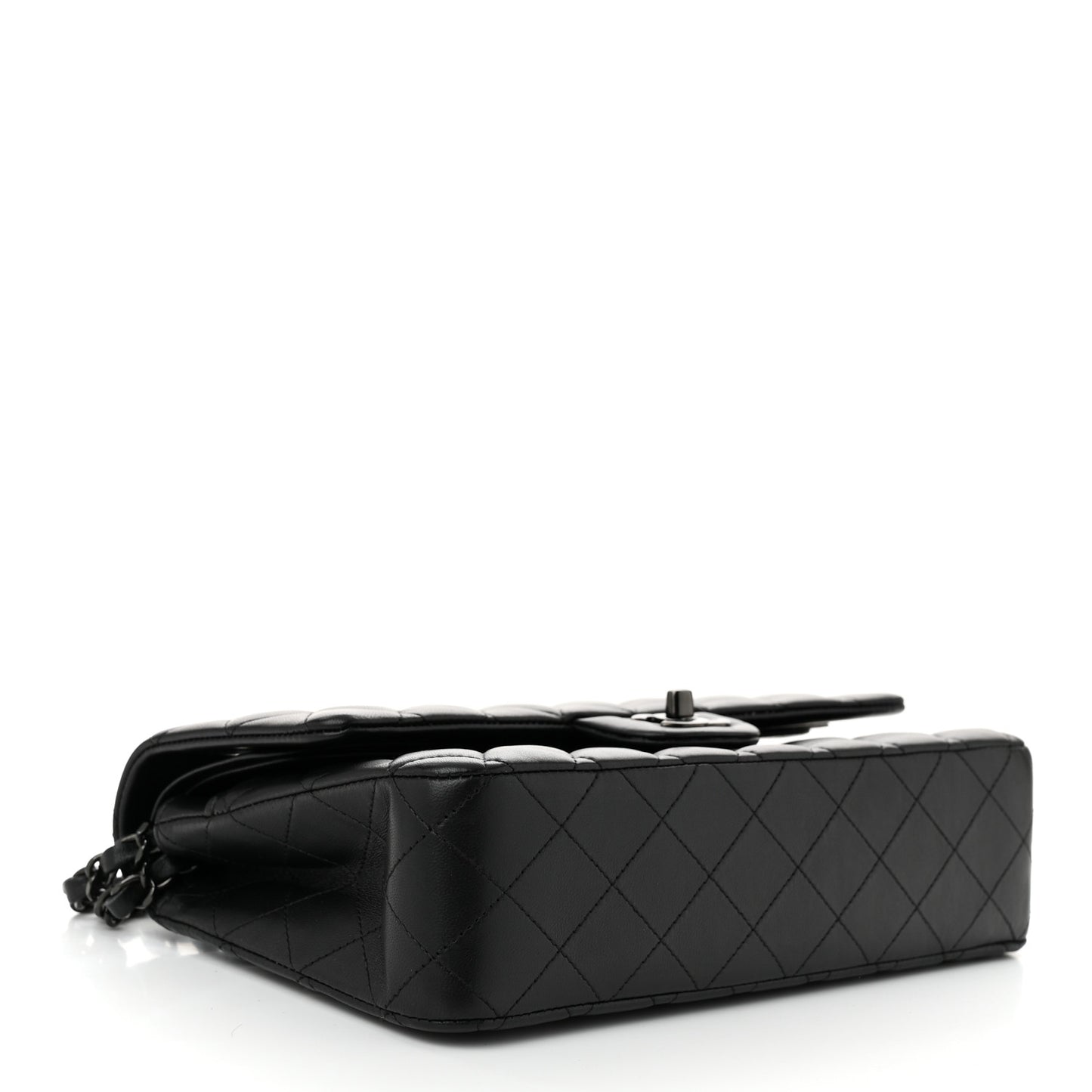 Lambskin Quilted Medium Double Flap So Black
