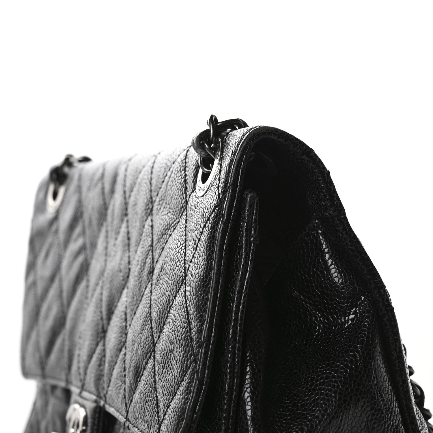 Chanel Crumpled Grained Calfskin Jumbo CC Crave Flap Black 12 of 13