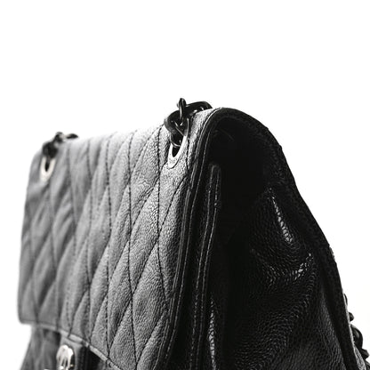 Chanel Crumpled Grained Calfskin Jumbo CC Crave Flap Black 12 of 13