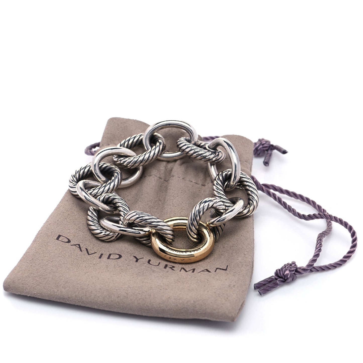 Sterling Silver 18K Yellow Gold 19mm Extra Large Oval Link Bracelet
