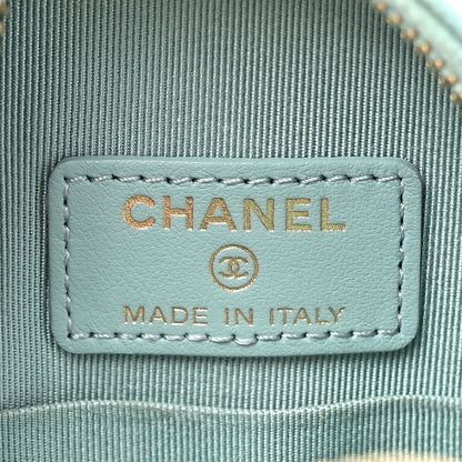 Chanel Caviar Quilted Round Clutch With Chain Light Blue 6 of 14