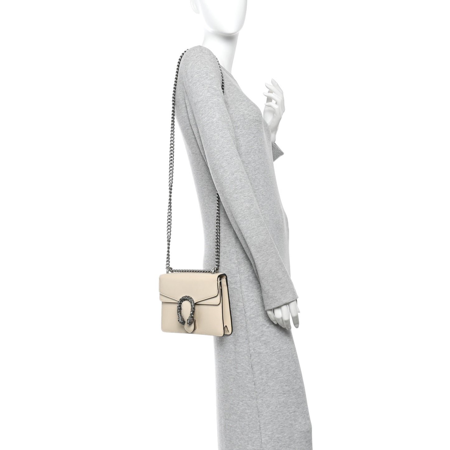 Textured Calfskin Crystal Mini Dionysus Shoulder Bag Mystic White