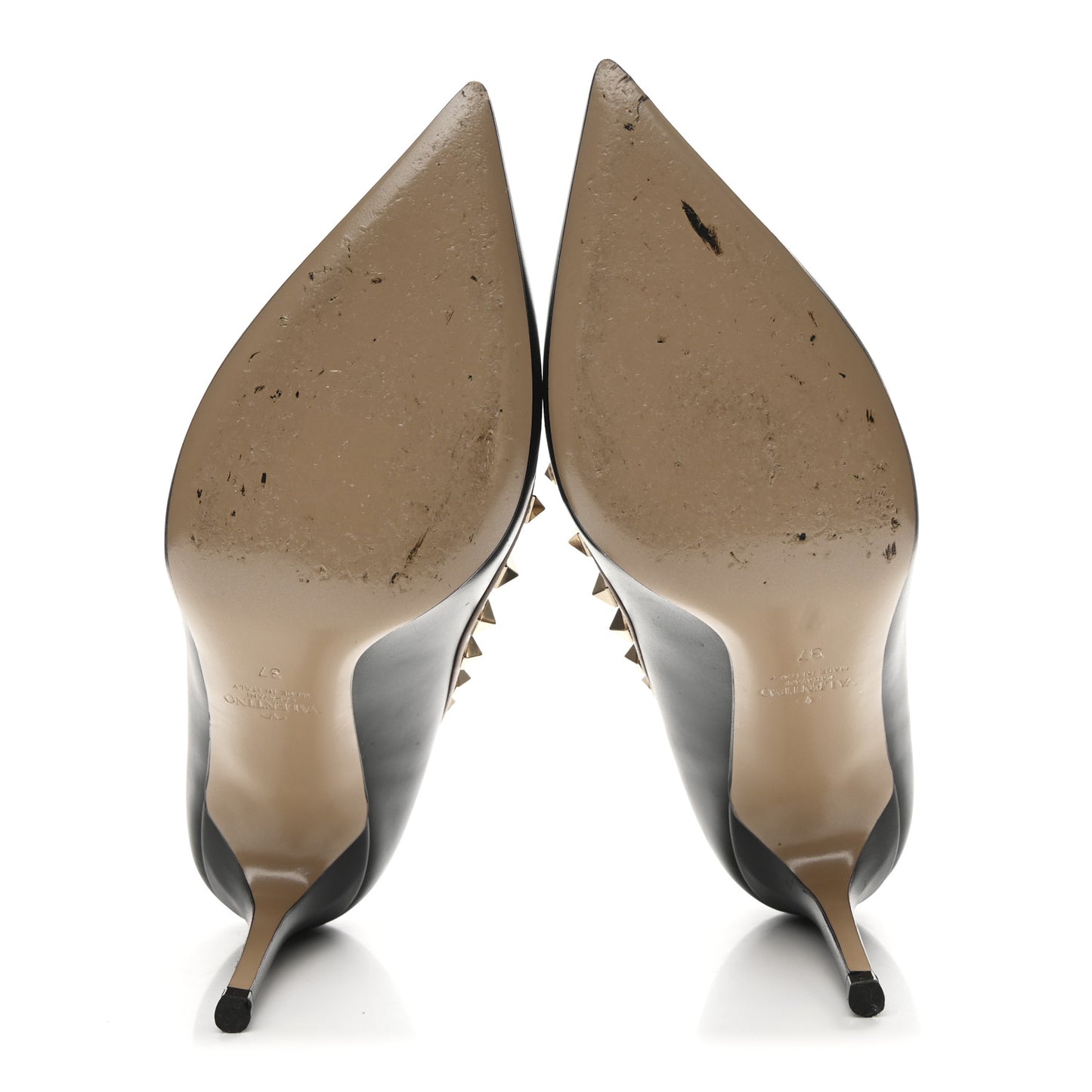 Calfskin Rockstud 85mm Pumps 37 Black Poudre