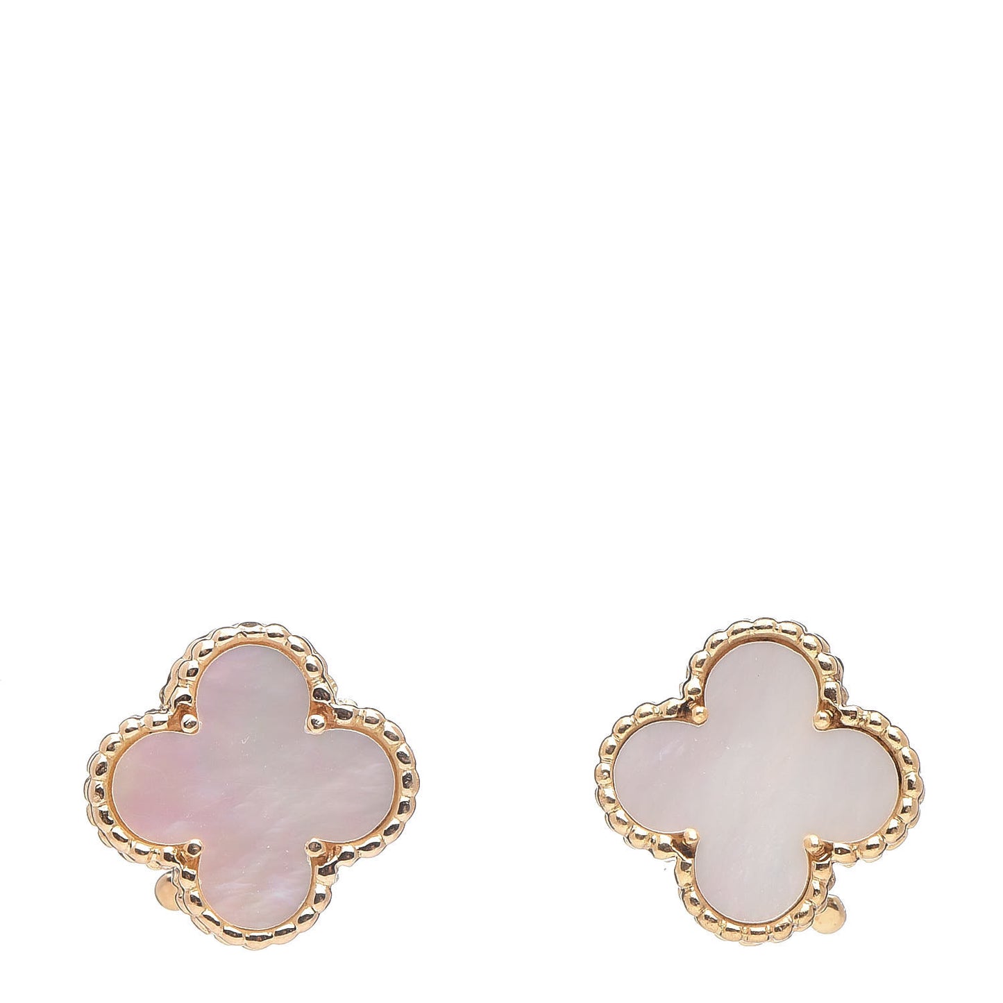 18K Yellow Gold Mother of Pearl Vintage Alhambra Clip-On Earrings