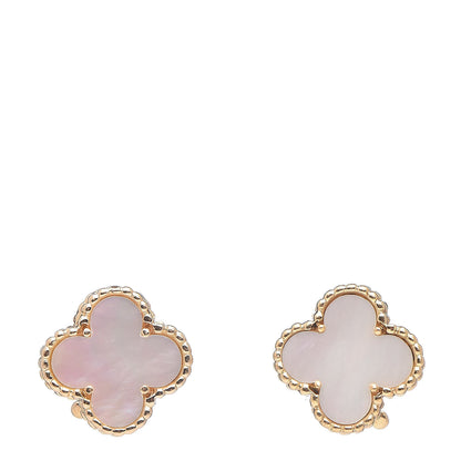 Van Cleef & Arpels 18K Yellow Gold Mother of Pearl Vintage Alhambra Clip-On Earrings 1 of 4