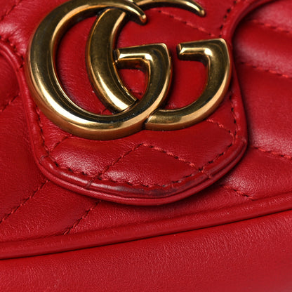 Gucci Calfskin Matelasse Super Mini GG Marmont Shoulder Bag Hibiscus Red 12 of 18