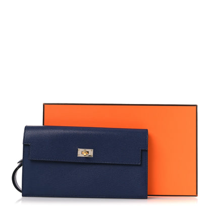 Hermes Chevre Chamkila Kelly Pocket Long Wallet Bleu Indigo 9 of 9