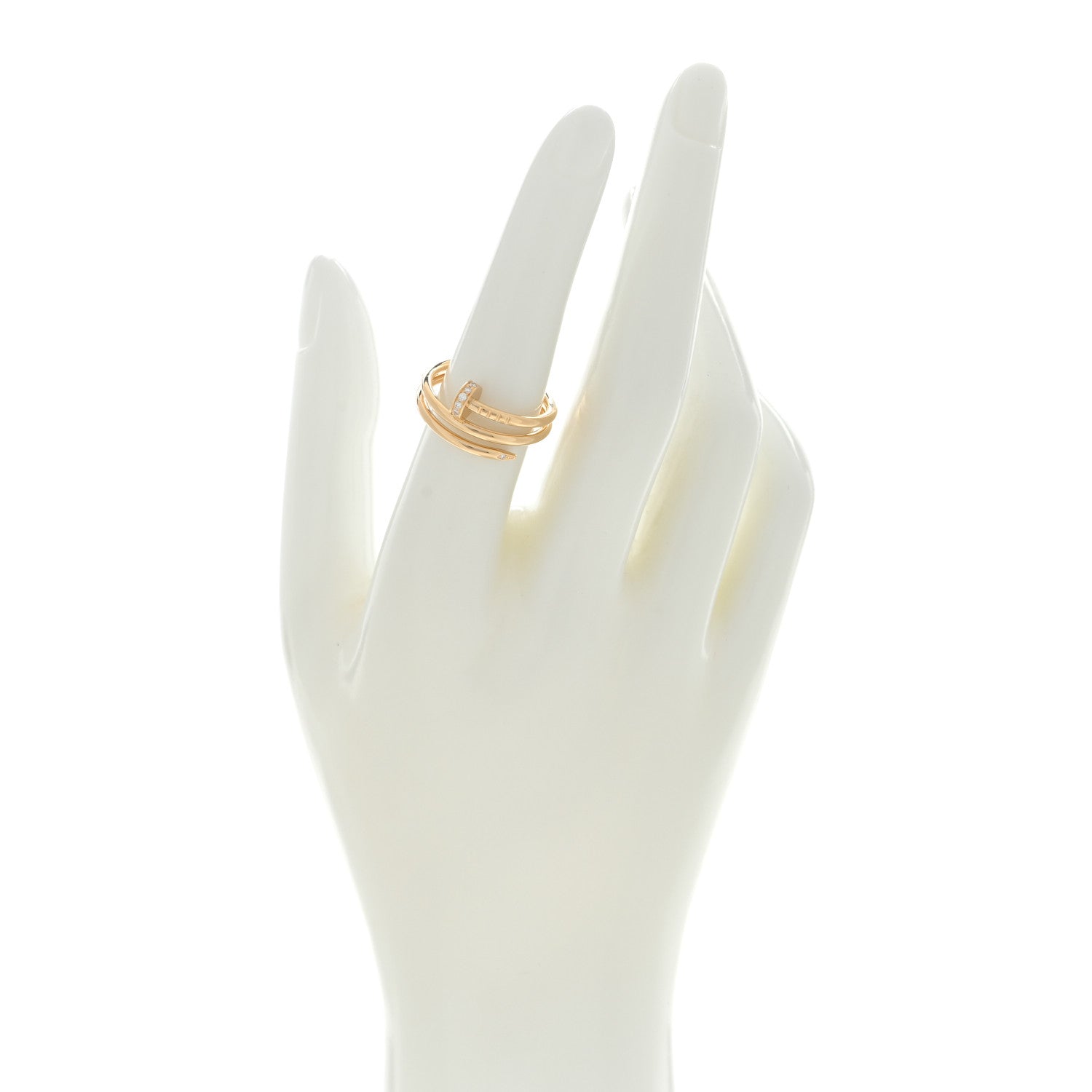 Cartier 18K Yellow Gold Diamond Double Juste Un Clou Ring 53 6.5 2 of 5