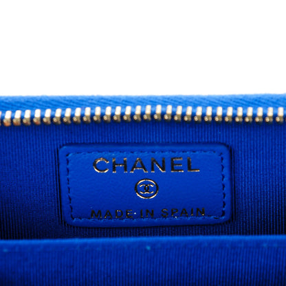 Chanel Lambskin Quilted Zip Around Coin Purse Wallet Blue 6 of 7