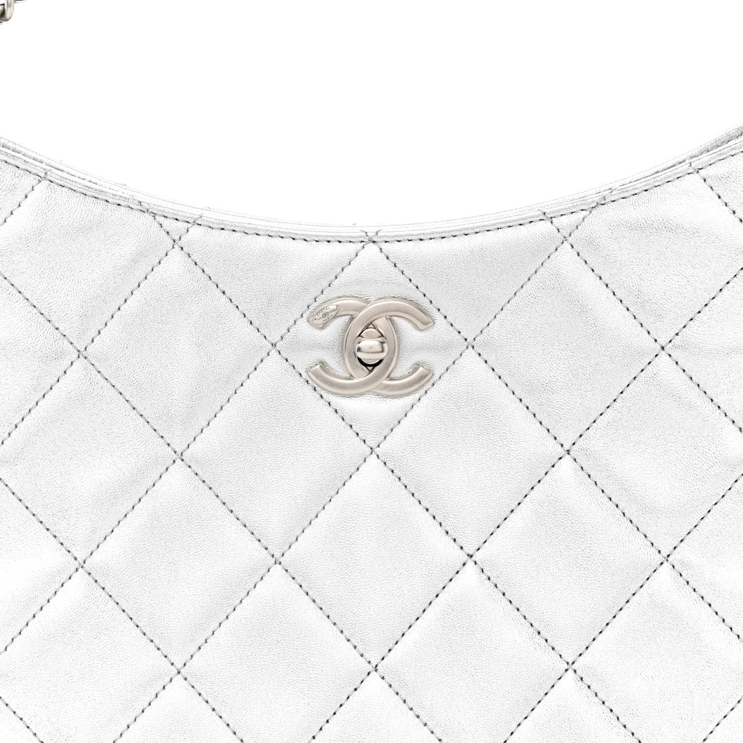 Chanel Metallic Lambskin Chain Rows Quilted Chain Hobo Silver 8 of 10