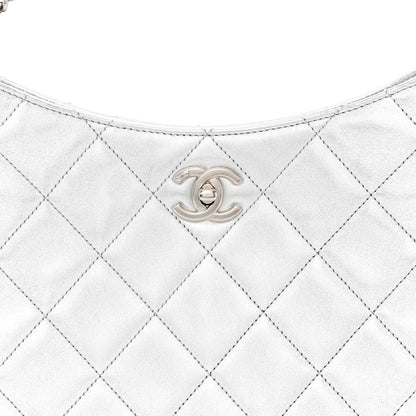Chanel Metallic Lambskin Chain Rows Quilted Chain Hobo Silver 8 of 10