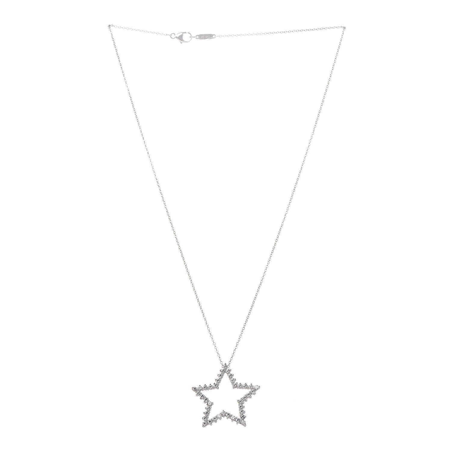 Tiffany Platinum Diamond Star Pendant Necklace 3 of 6