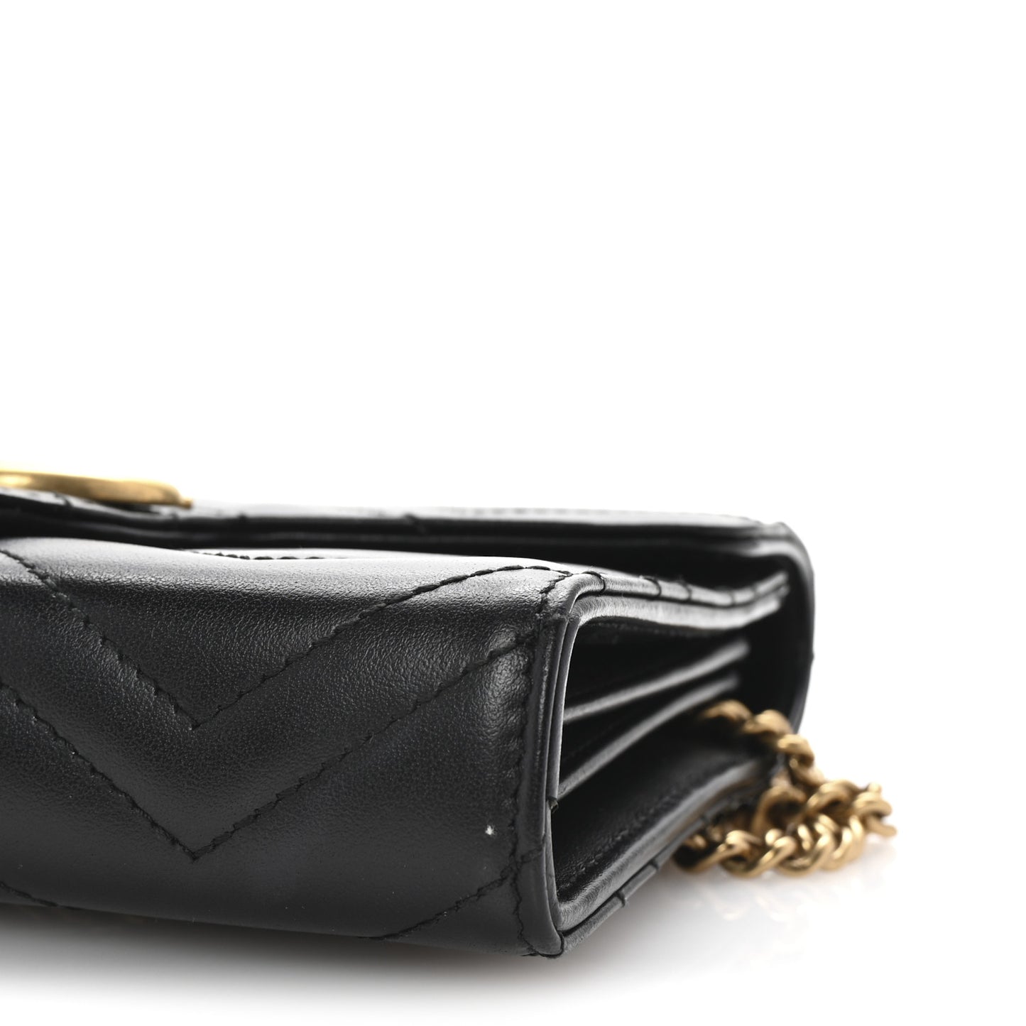 Calfskin Matelasse GG Marmont Chain Wallet Black