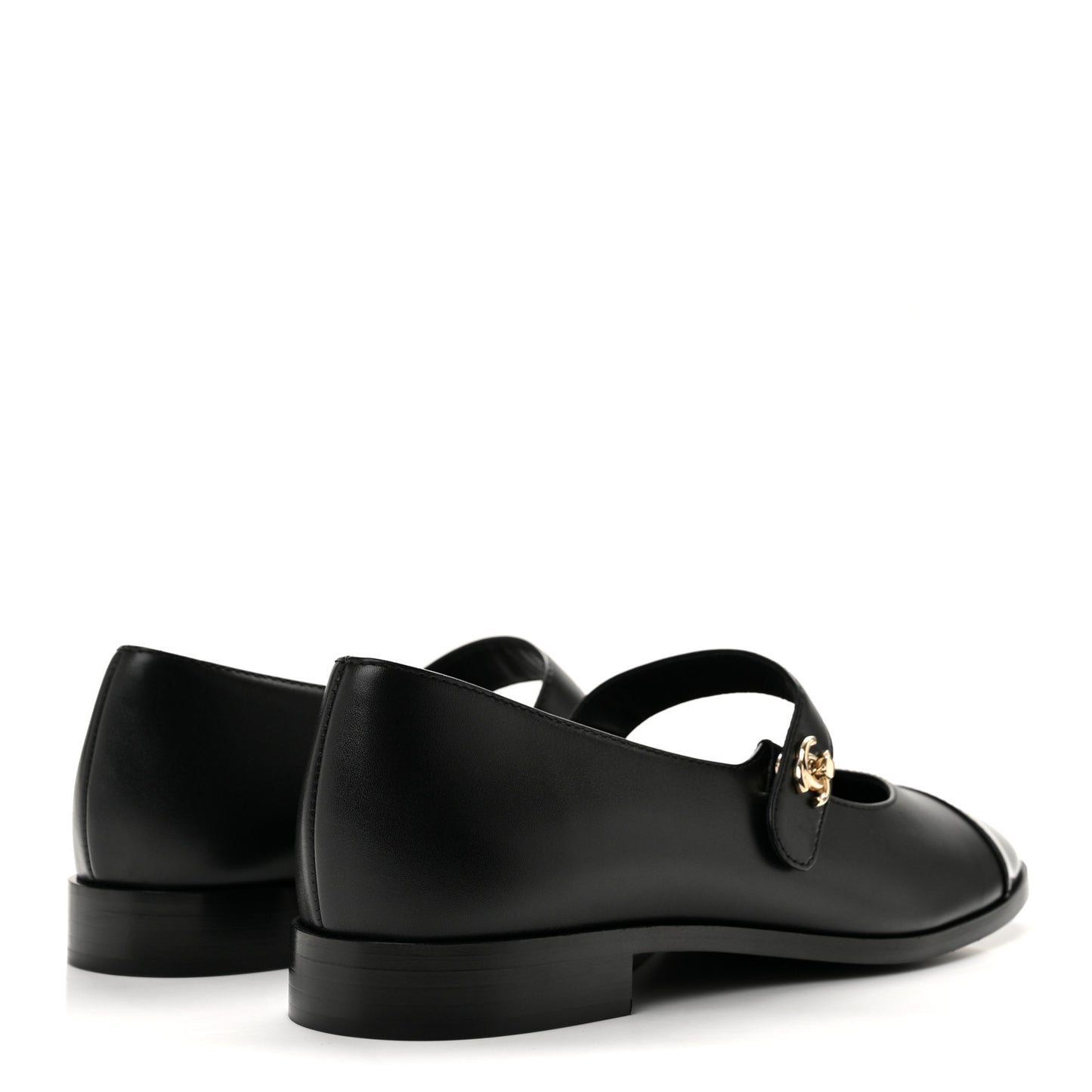 Calfskin Patent Mary Janes Flats 41 Black
