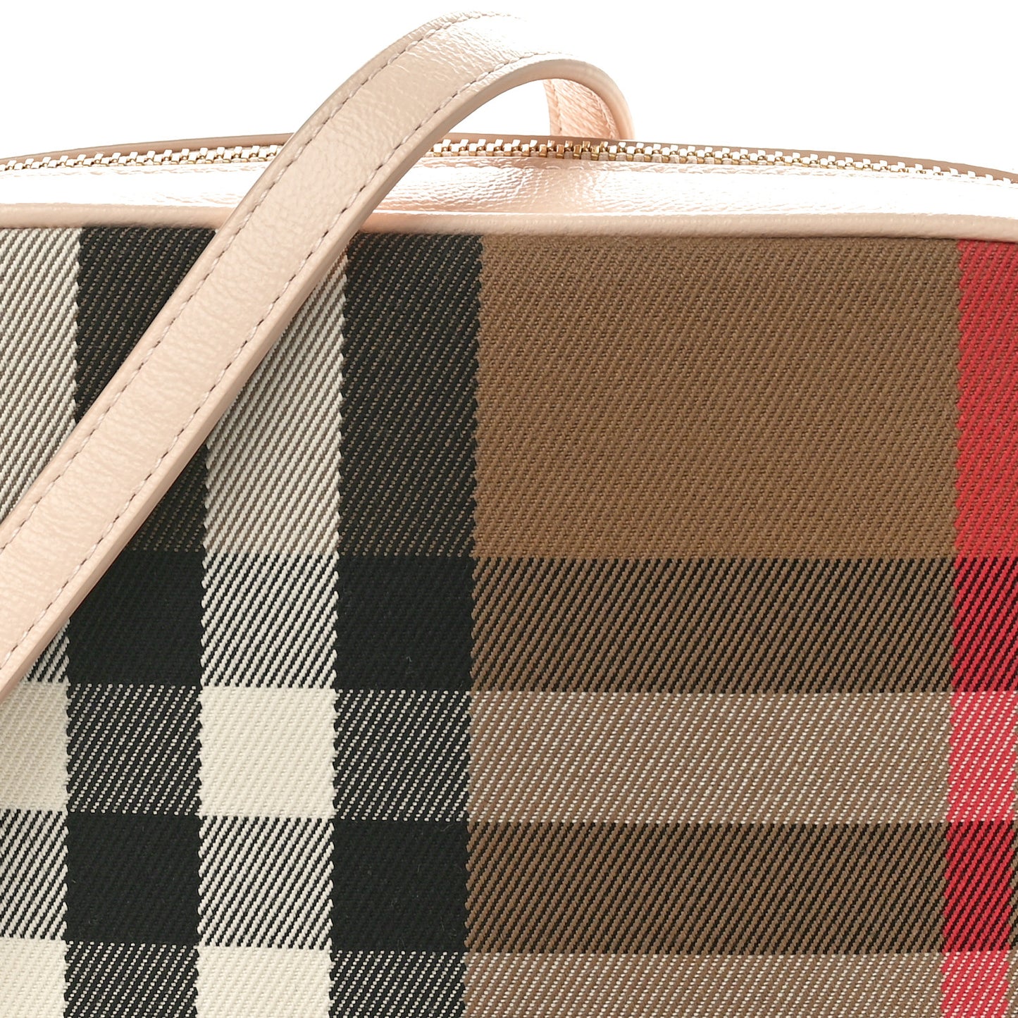 Calfskin House Check Small Camera Bag Pale Cameo