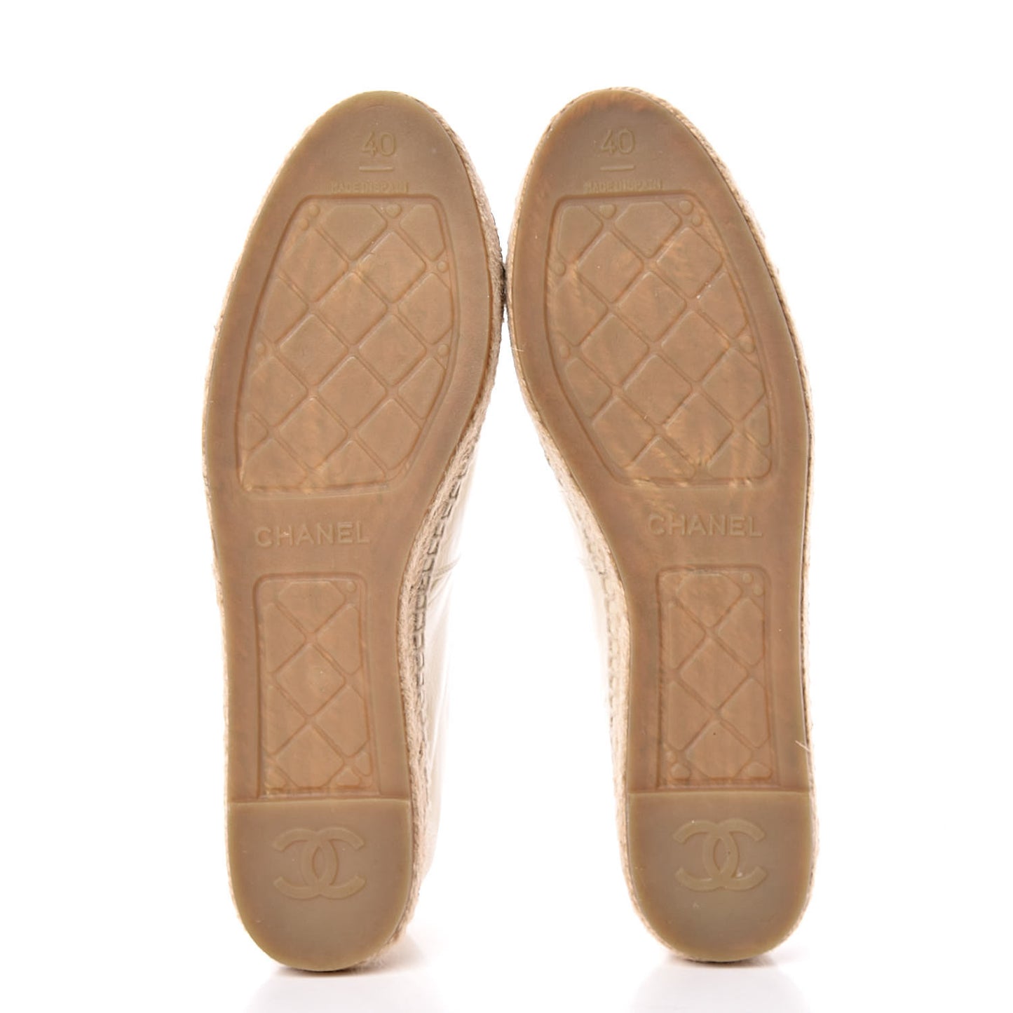 Iridescent Goatskin CC Espadrilles 40 Ivory Black