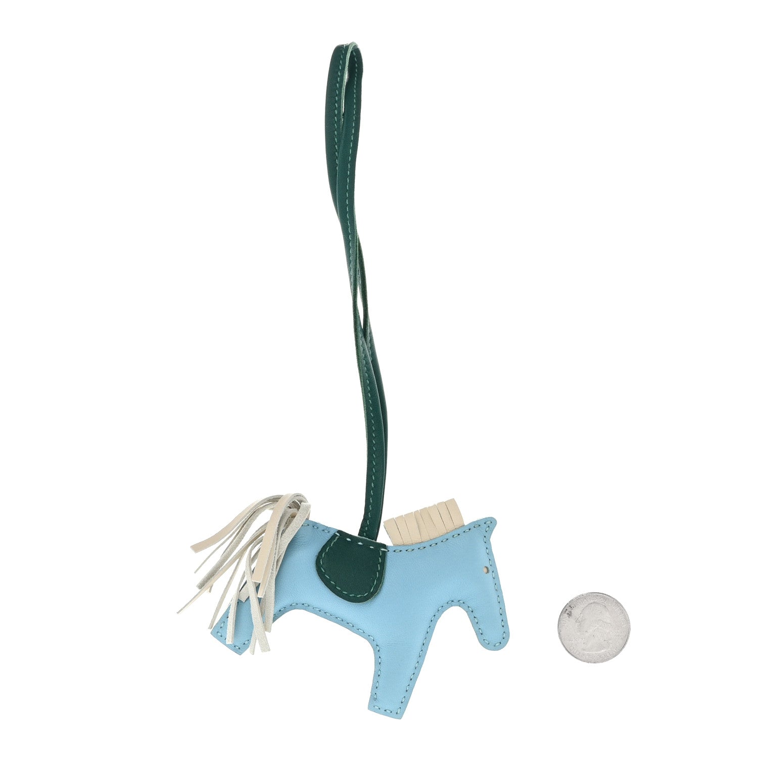 Hermes Milo Lambskin Grigri Rodeo Horse Bag Charm PM Celeste Malachite Craie 2 of 4