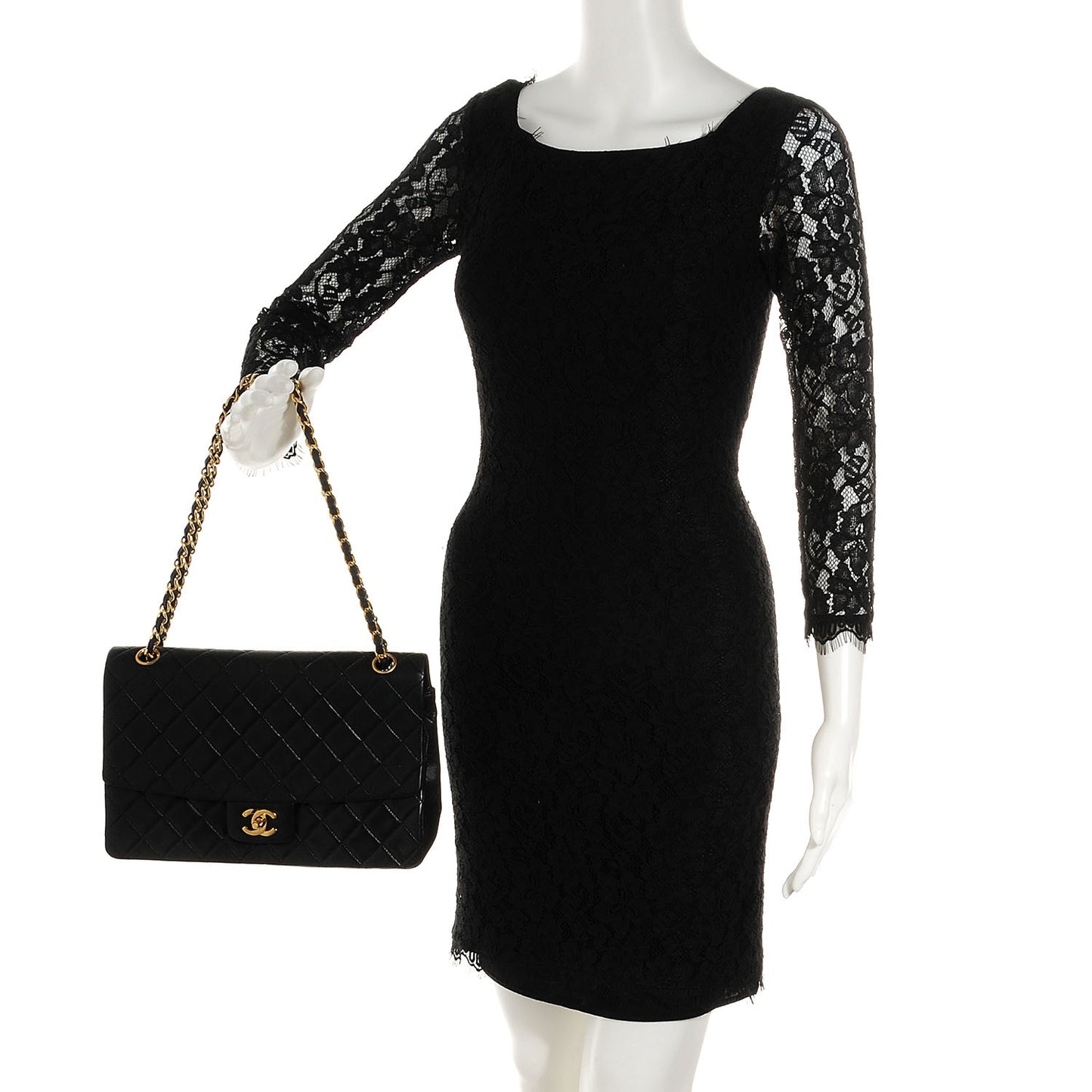 Lambskin Medium Single Flap Black