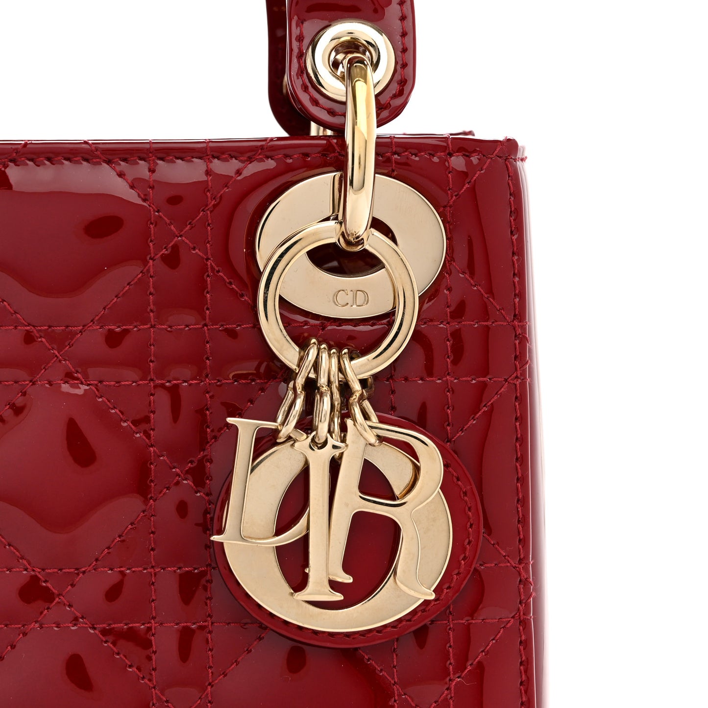 Patent Cannage Mini Lady Dior Red