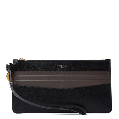 Givenchy Calfskin GV3 Wristlet Zip Card Holder Black Grey 1 of 6