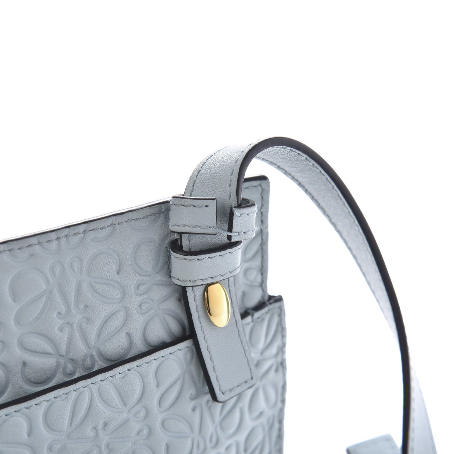 Calfskin Embossed Mini Repeat T Crossbody Bag Stone Blue