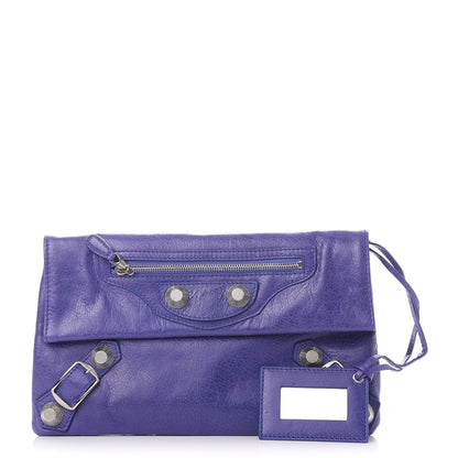 Balenciaga Agneau Giant 21 Silver Hardware Envelope Clutch Bag Bleu Lavande 1 of 9
