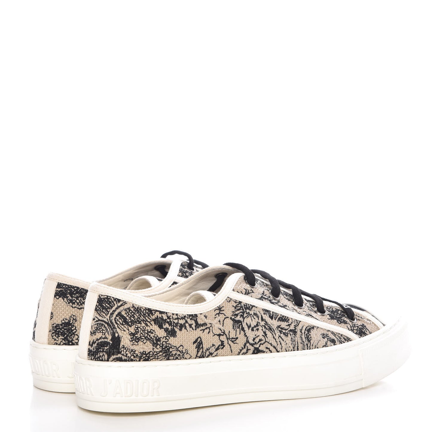 Canvas Toile De Jouy Embroidered Womens Walk'N'Dior Low Top Sneakers 39 Black