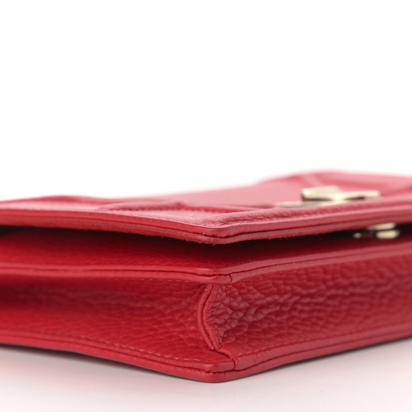 Grained Calfskin Diorama Wallet on Chain Pouch Rouge Vif