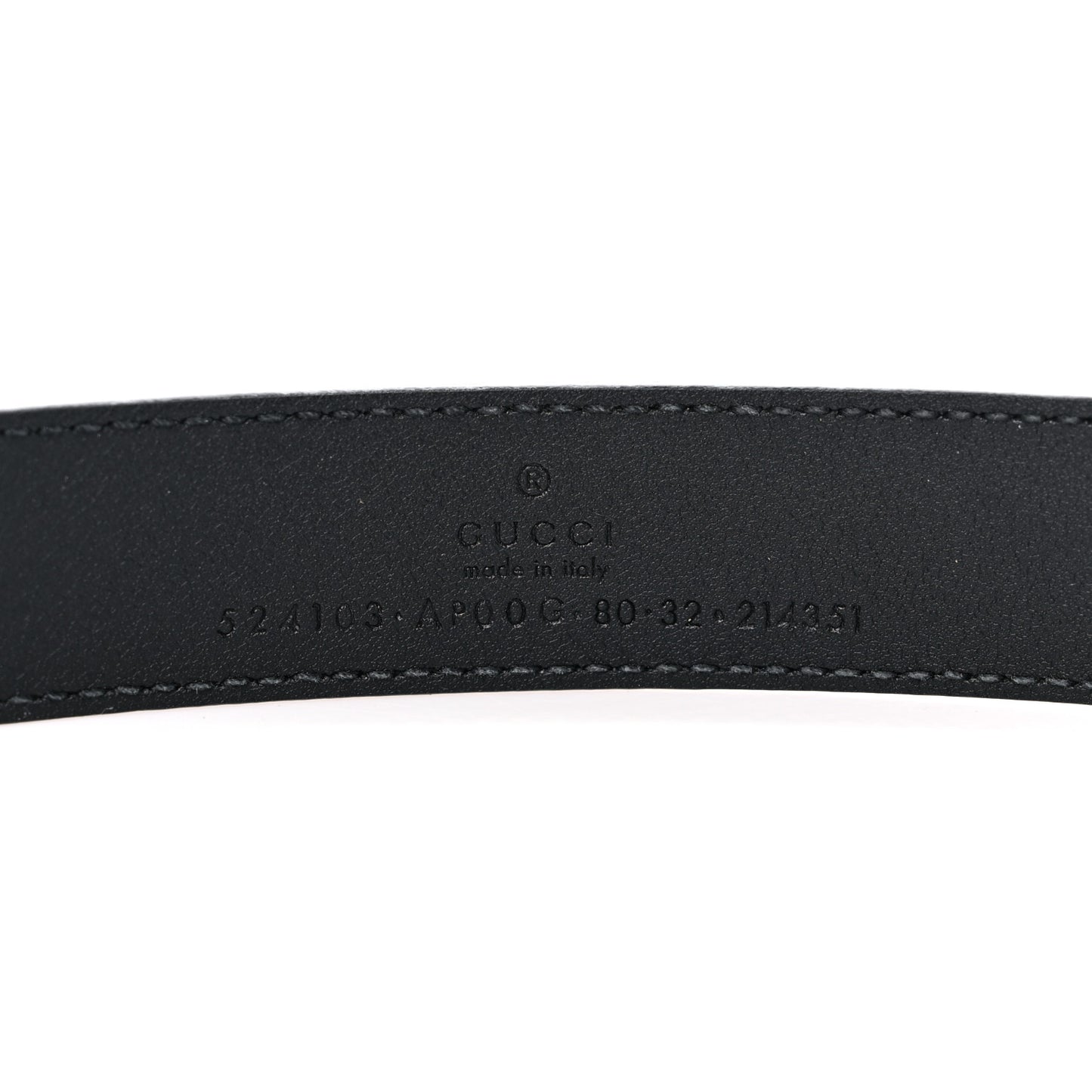 Moon Calfskin Torchon Double G 25mm Belt 80 32 Black