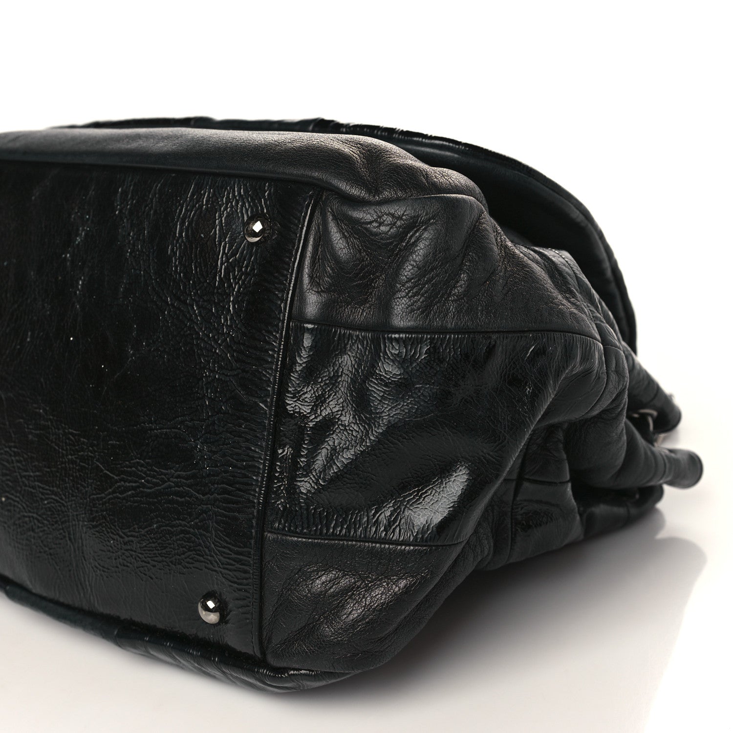 Chanel Lambskin Patent Calfskin Brooklyn Patchwork Accordion Flap Black 8 of 10
