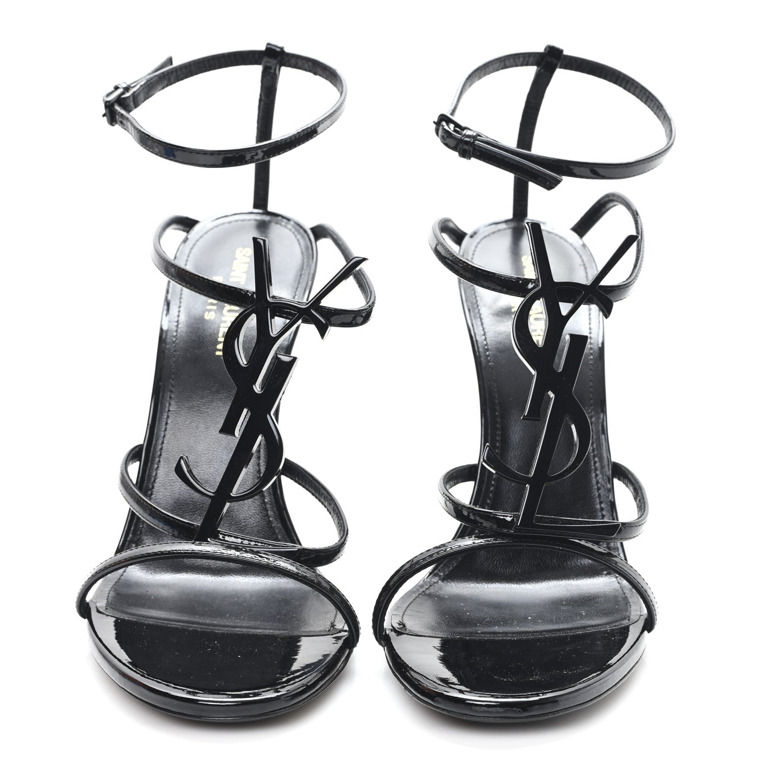 Saint Laurent Patent Cassandra 100 Ankle Strap Sandals 39.5 Black 3 of 10