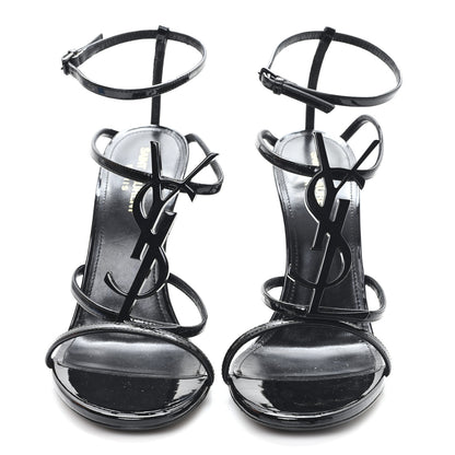 Saint Laurent Patent Cassandra 100 Ankle Strap Sandals 39.5 Black 3 of 10
