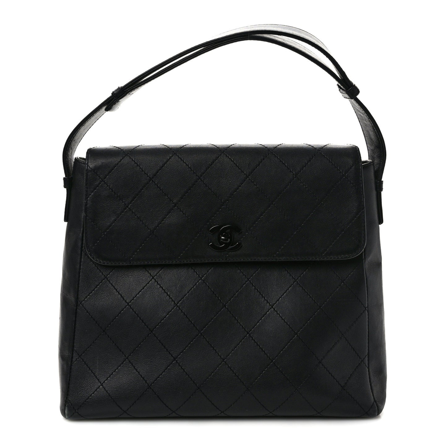 Lambskin Quilted CC Flap Shoulder Bag So Black