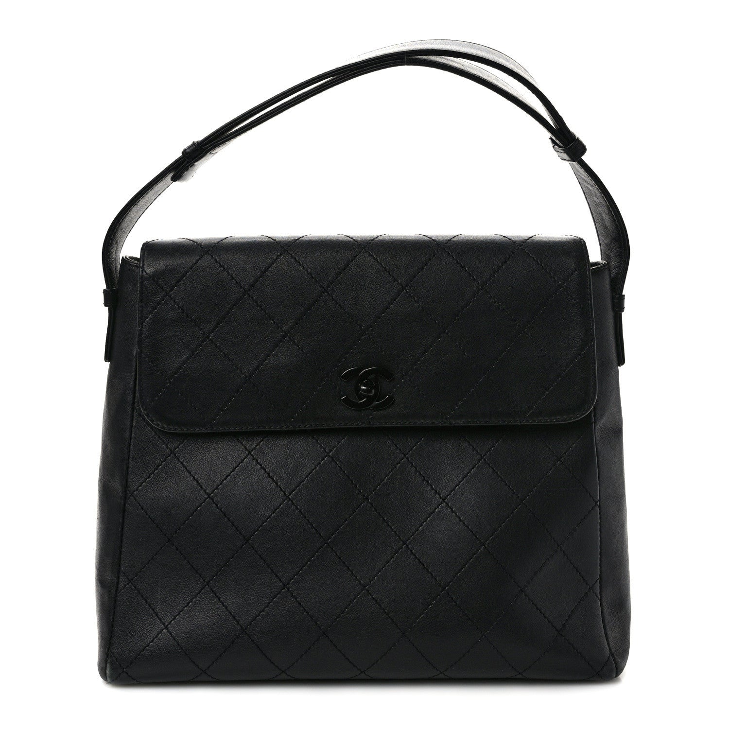 Chanel Lambskin Quilted CC Flap Shoulder Bag So Black 1 of 12