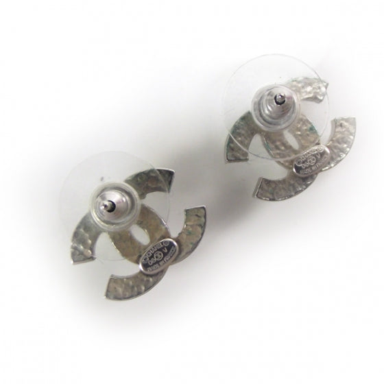 Crystal CC Logo Earrings Silver