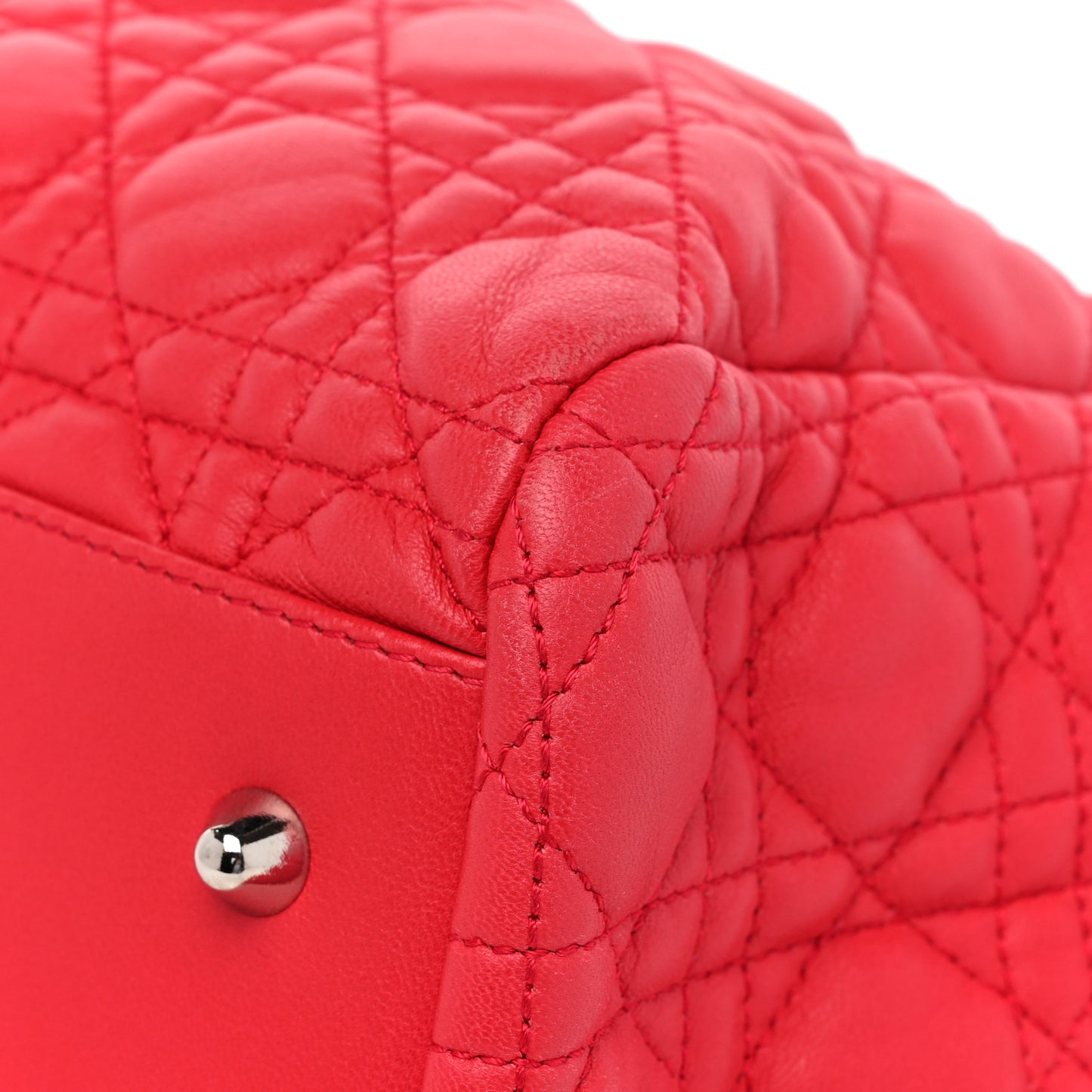 Lambskin Cannage Large Dior Soft Shopping Tote Red