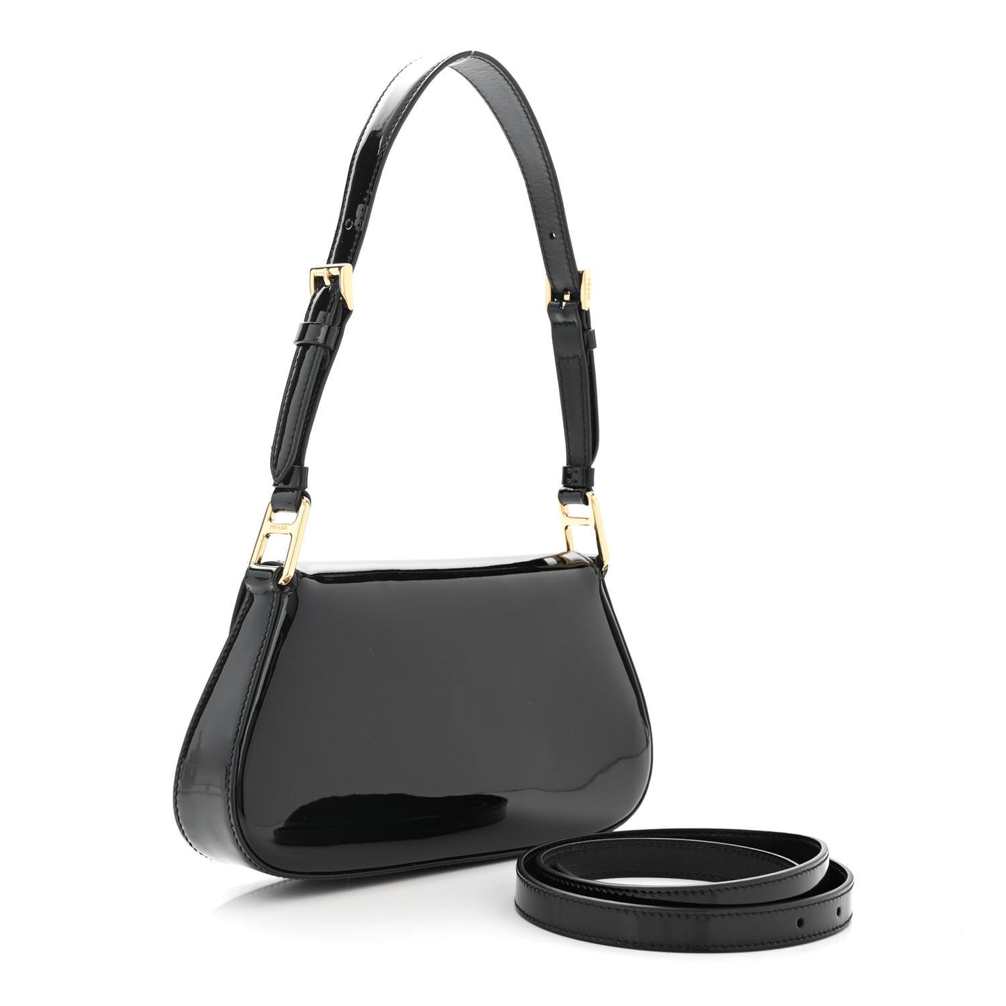 Spazzolato Triangle Flap Shoulder Bag Black