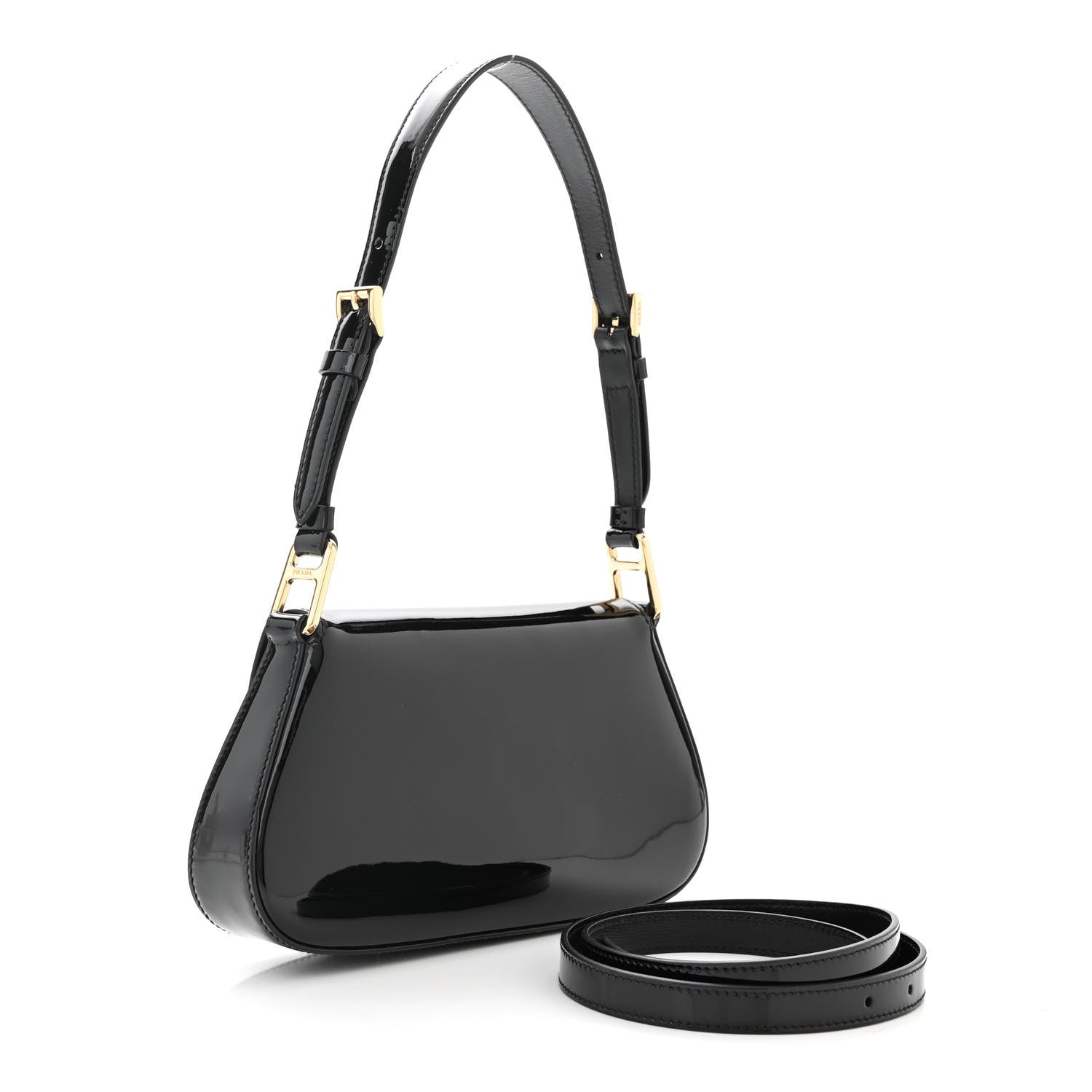 Prada Spazzolato Triangle Flap Shoulder Bag Black 3 of 10