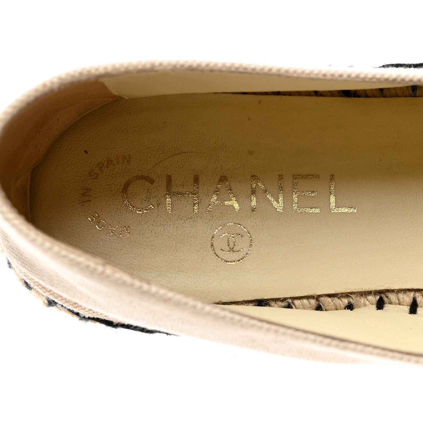 Fabric Biarritz CC Espadrilles 39 Beige Black