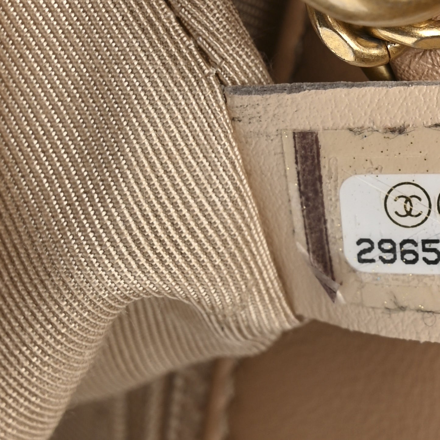 Calfskin Quilted Small Enchained Flap Beige