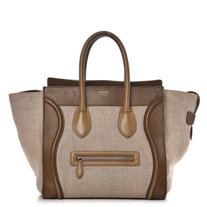 Celine Calfskin Linen Mini Tri-Color Luggage Khaki 1 of 22