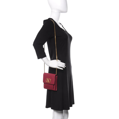 Valentino Garavani Grainy Calfskin VLogo Crossbody Bag Raspberry 2 of 9