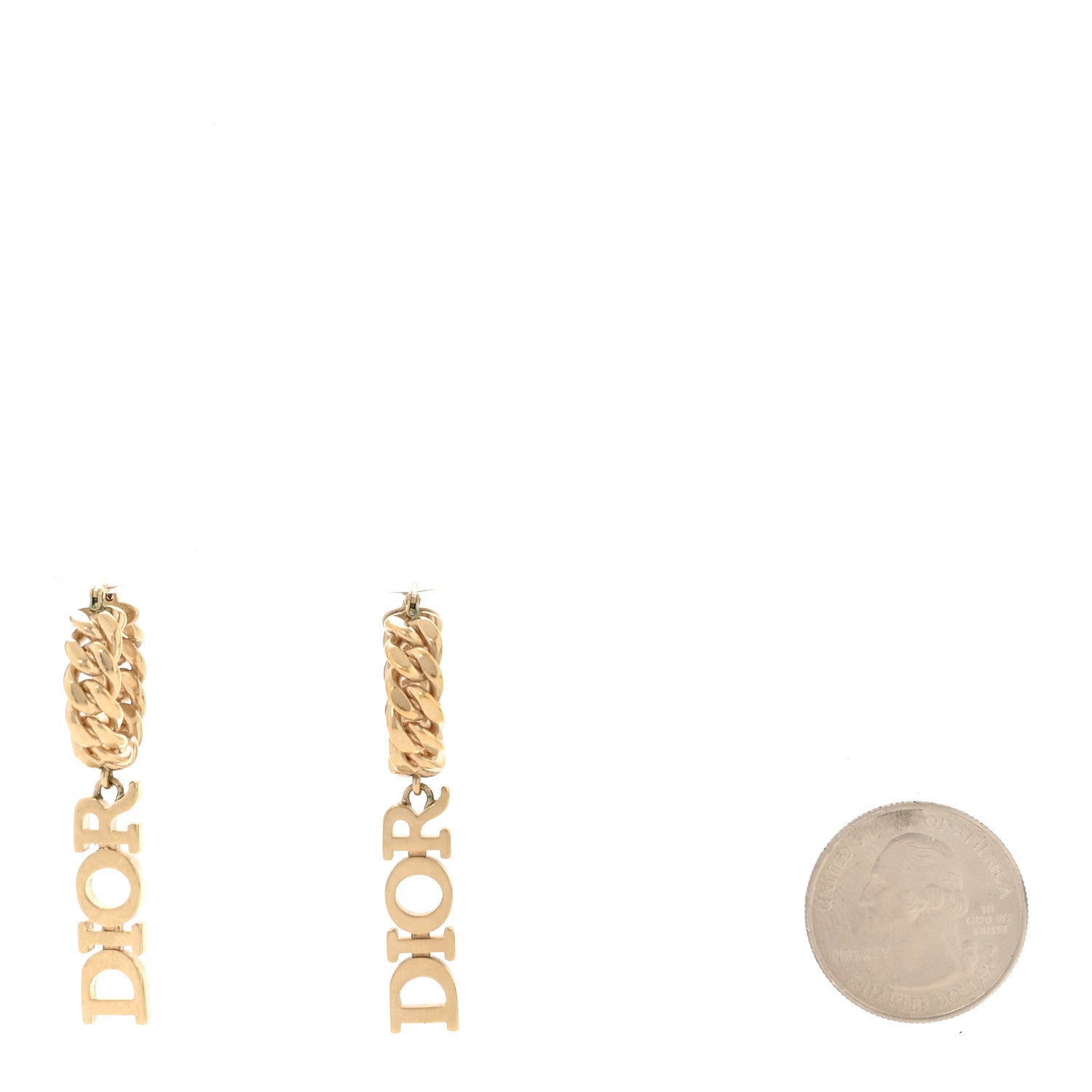 Christian Dior Metal Twist Hoop Logo Drop Earrings Gold 2 of 5