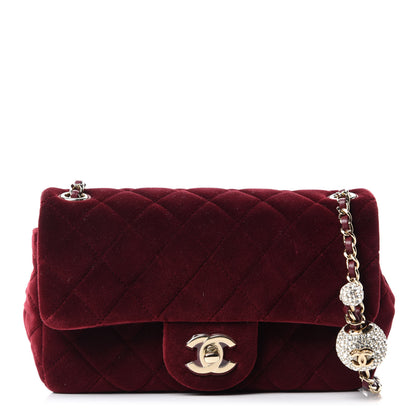 Chanel Velvet Quilted Mini Rectangular Pearl Crush Flap Burgundy 1 of 10