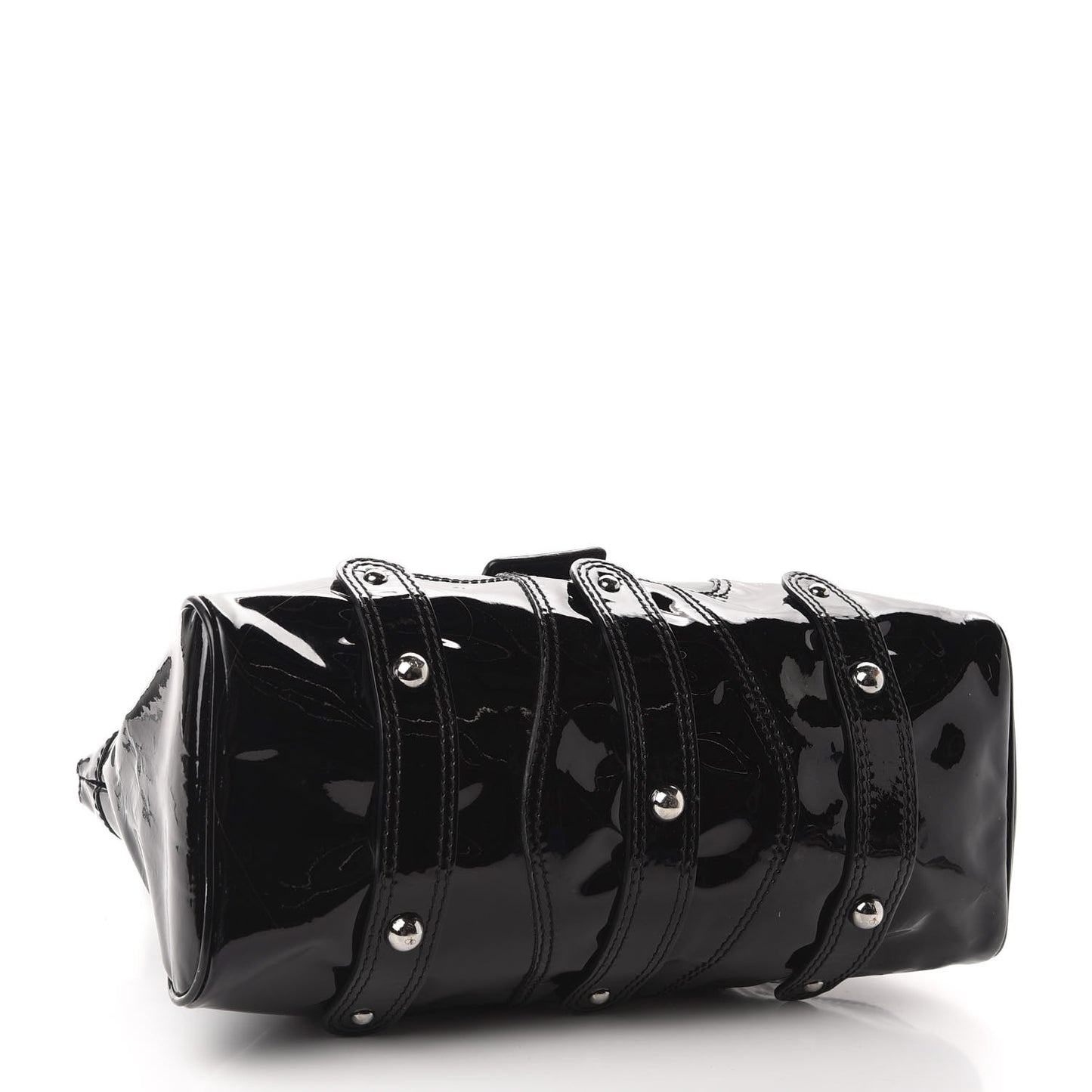 Patent Crystal Catch Satchel Black