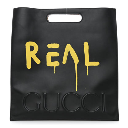 Gucci Calfskin GucciGhost Real Large XL Tote Black Yellow 1 of 9