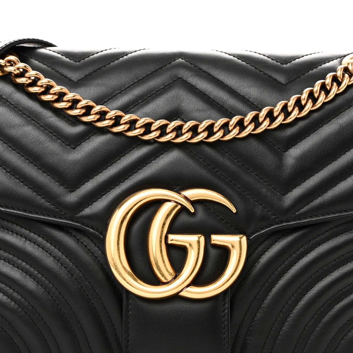 Gucci Calfskin Matelasse Medium GG Marmont Shoulder Bag Black 8 of 10